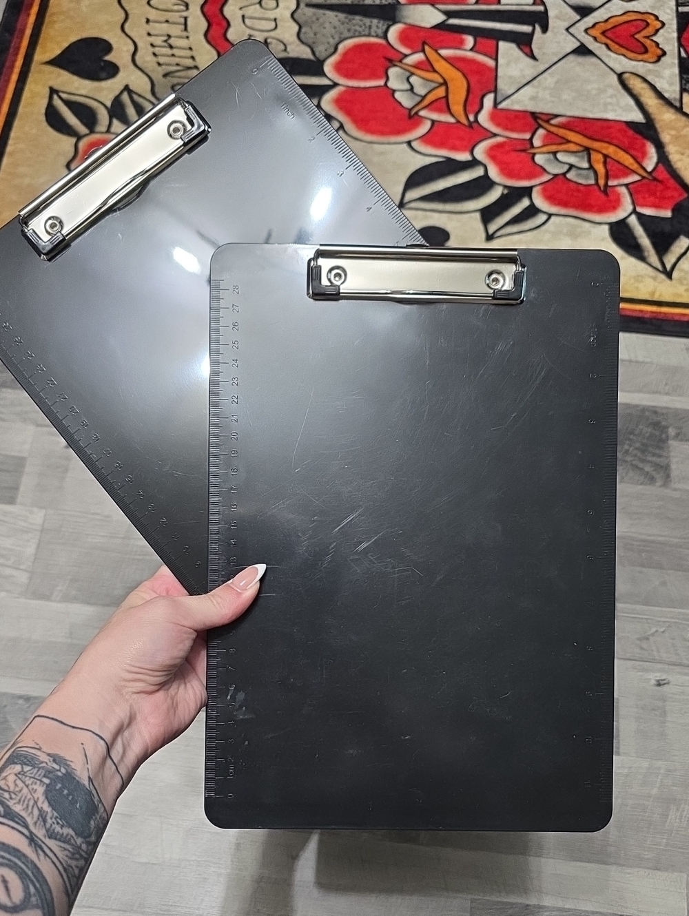 Black Clipboard with Ruler Edge, 2 Clipboards